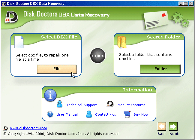 DBX Data Recovery - Screen 2